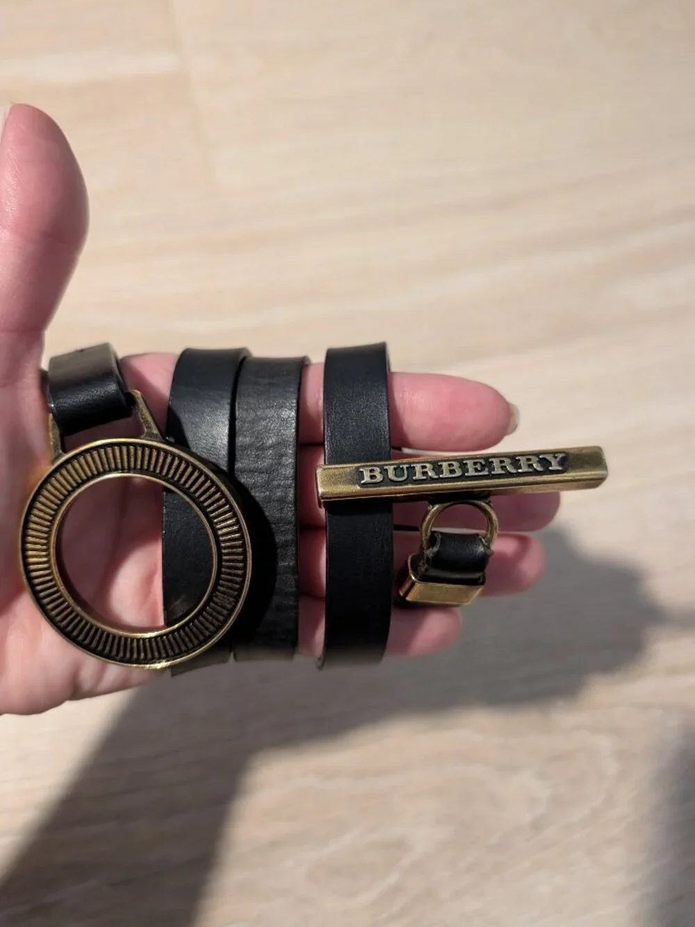 Burberry Black leather Turn Lock Buckle Belt